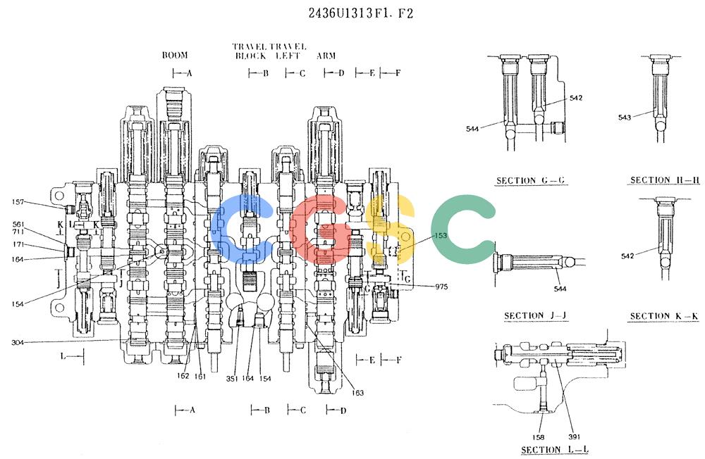 神钢零件查询(K909LC) - MARK II EXCAVATOR BTW LL1207 - LL1487 (1/87-12/03) (11-016[01]) - VALVE ASSY, CONTROL Kobelco