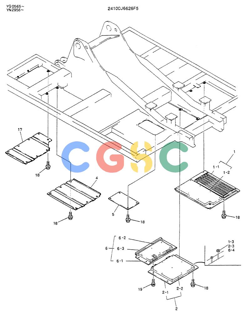 神钢零件查询(K907LC) - MARK II EXCAVATOR ASN YQ0565 (GLOBAL) (1/87-12/03) (02-018) - COVER ASSY, UNDER (24100J6626F5) Kobelco