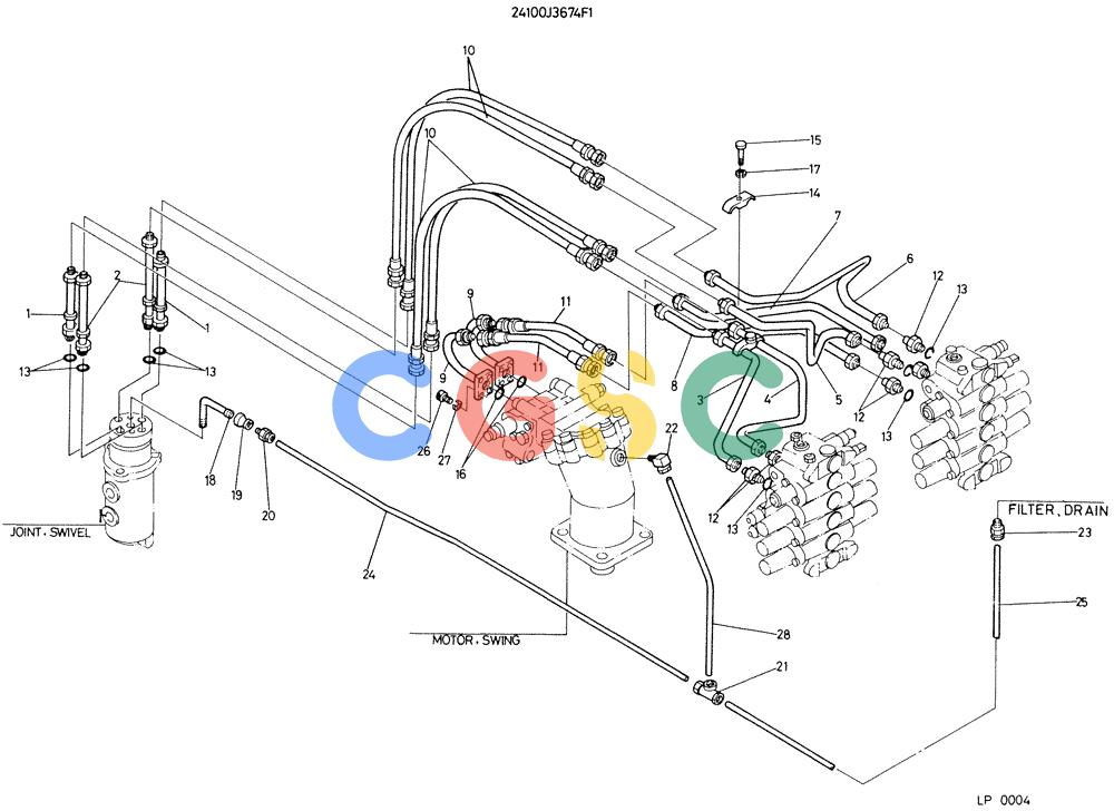 神钢零件查询(K905) - EXCAVATOR BTW LP0004 - LP0554 (1/82-12/03) (01-004) - HYDRAULIC LINES, UPPER Kobelco