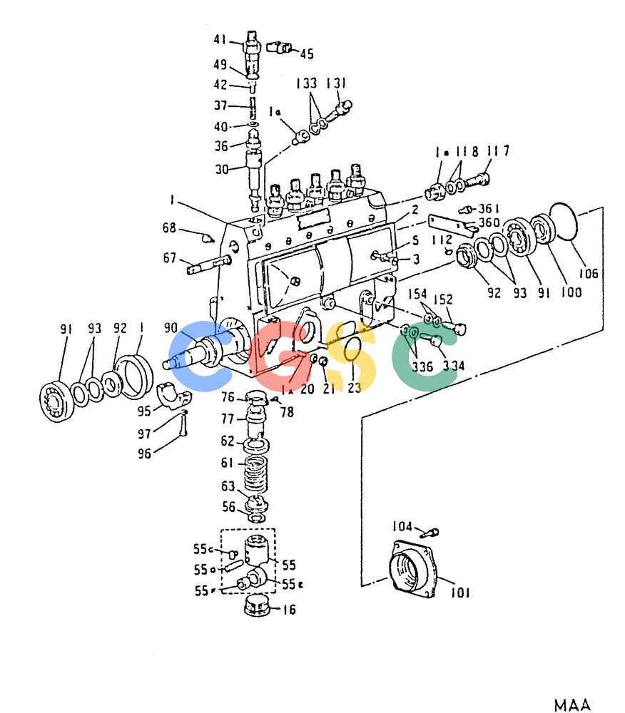 神钢零件查询(6D22-TC) - MITSUBISHI DIESEL ENGINE - K912, K912LC, & K916 (1/83-12/06) (03-005) - INJECTION PUMP (INNER PARTS) 040-131A Kobelco