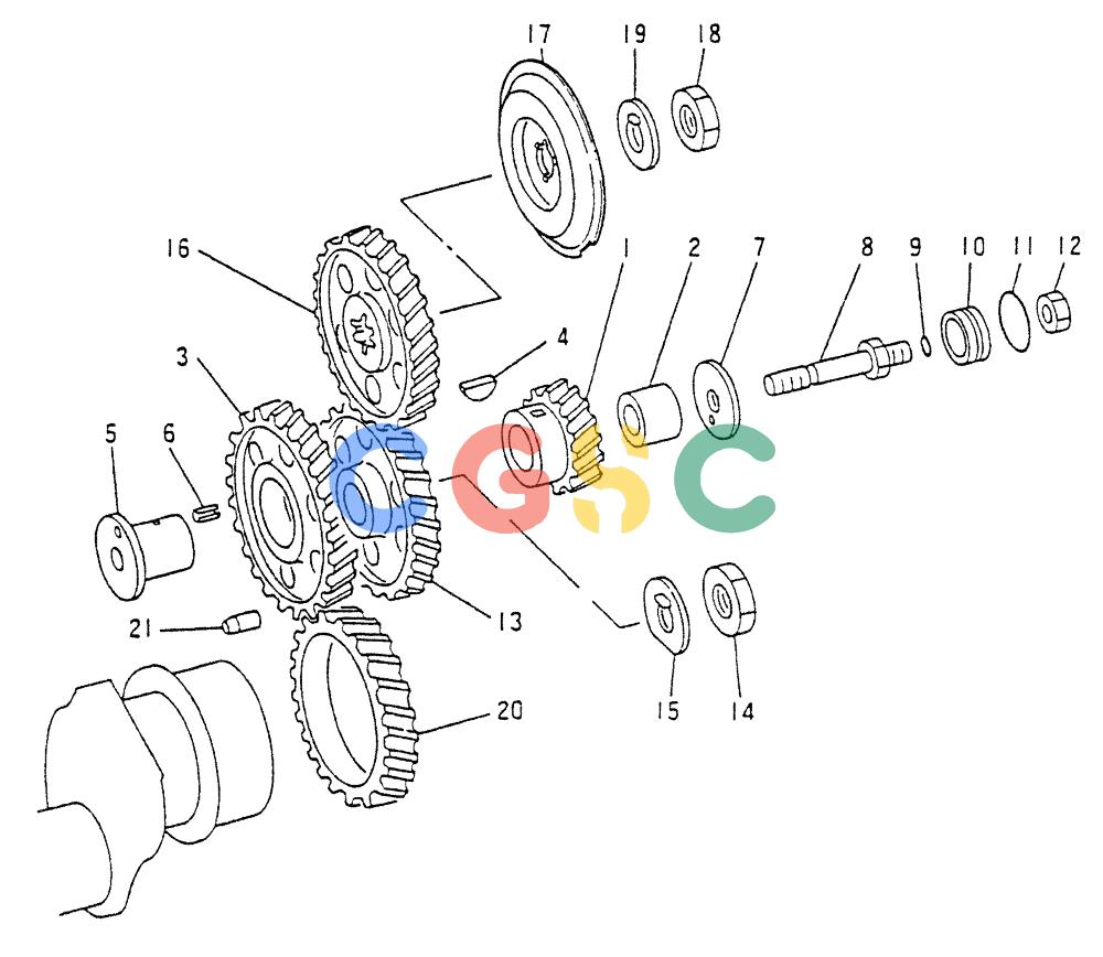 神钢零件查询(8DC9-T) - MITSUBISHI DIESEL ENGINE - K914 & K975 (1/79-12/06) (01-015) - TIMING GEAR Kobelco