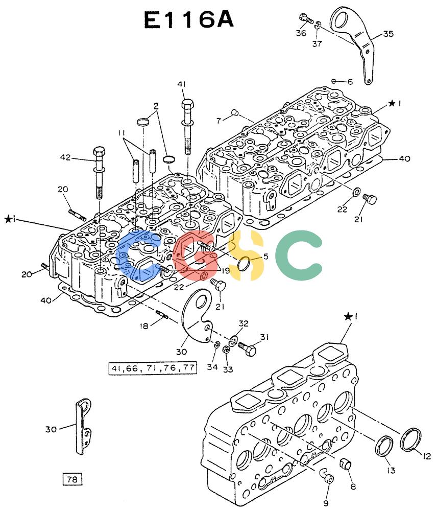 神钢零件查询(NE6(T)04) - NISSAN DIESEL ENGINE (1/86-12/98) (03-001) - CYLINDER HEAD Kobelco