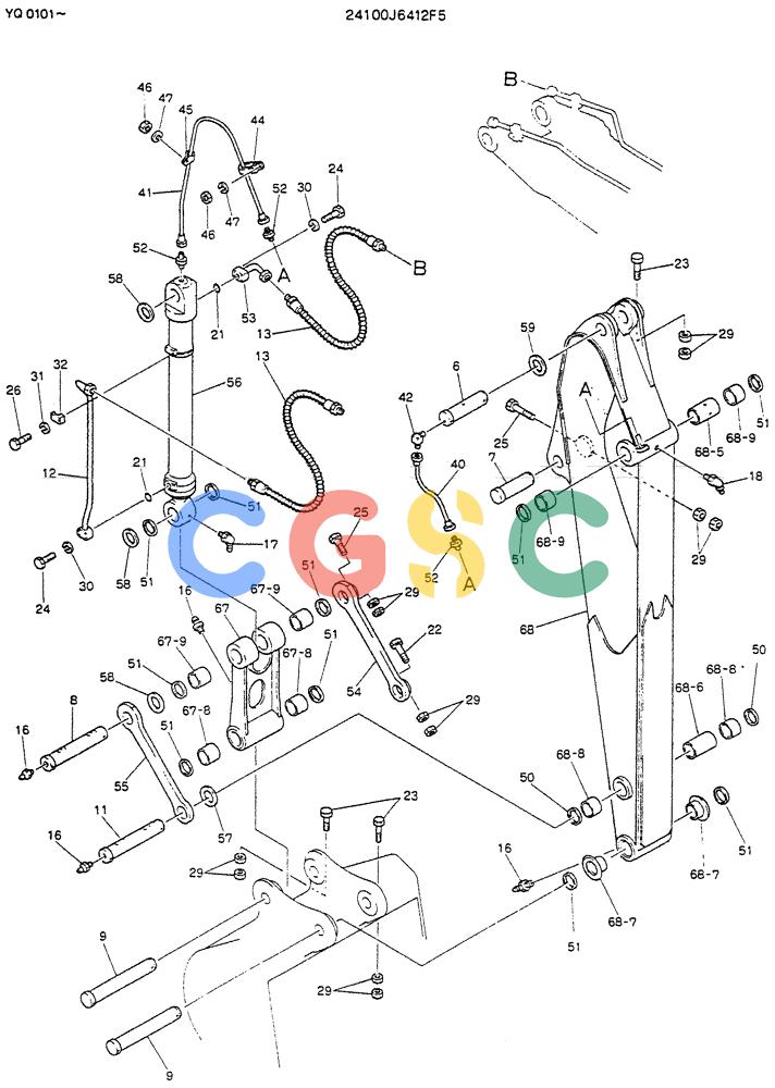 神钢零件查询(K907LC) - MARK II EXCAVATOR BTW YQ0101 - YQ0564 (1/87-12/03) (07-005) - ARM ASSY, 2.94M (9FT-7IN) Kobelco