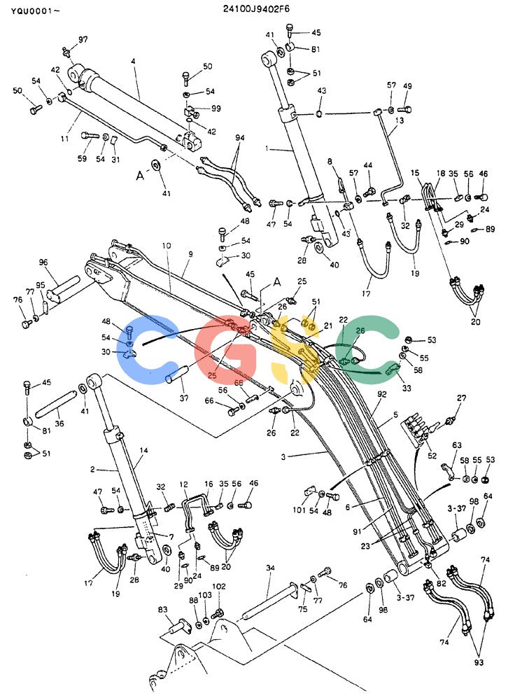 神钢零件查询(MD200BLC) - EXCAVATOR ASN YQU0001 (1/80-12/06) (09-001) - BOOM ASSY, 5.6M Kobelco