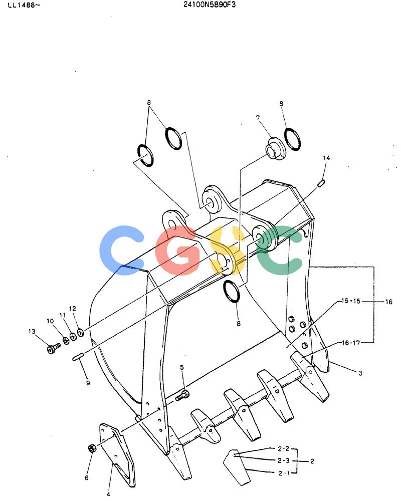 神钢零件查询(MD240BLC) - EXCAVATOR ASN LL1488 (1/80-12/06) (09-005) - BUCKET ASSY, 1.2M (1.57CU YD) Kobelco