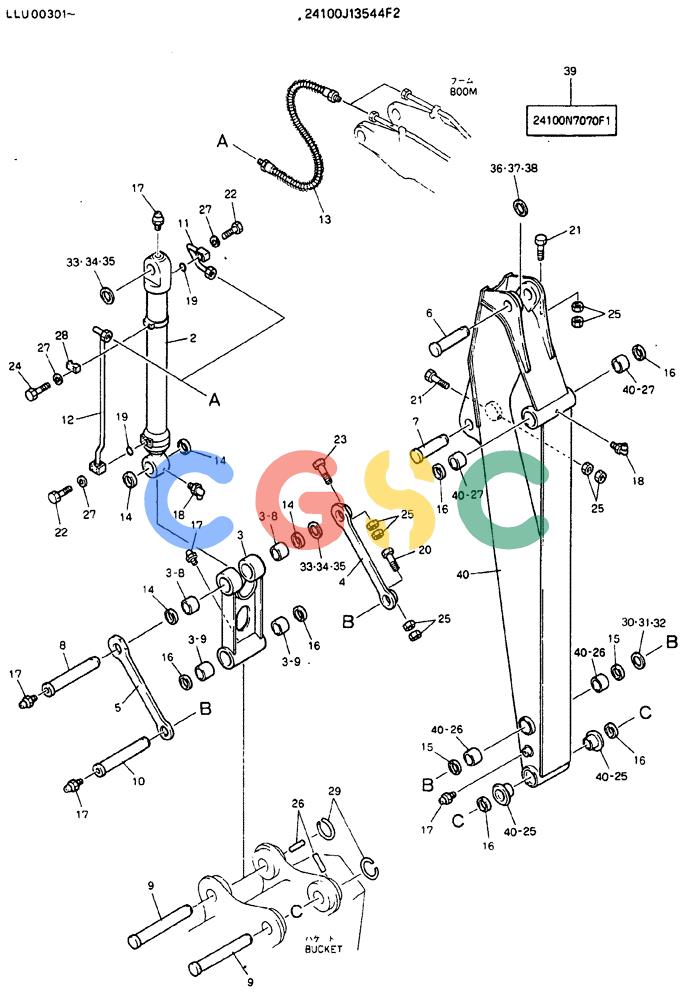 神钢零件查询(MD240C) - EXCAVATOR BTW LLU0301 - LLU0600 (1/80-12/06) (10-001) - ARM ASSY, 3.66M (12FT) - 24100J13544F2 Kobelco