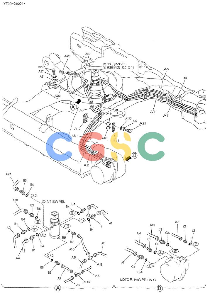 神钢零件查询(DOZER) - ATTACHMENT - SK70SR-1E EXCAVATORS ASN YT02-04001 (1/04-12/04) (02-007) - HYD LINES, LOW (WITHOUT DOZER) Kobelco