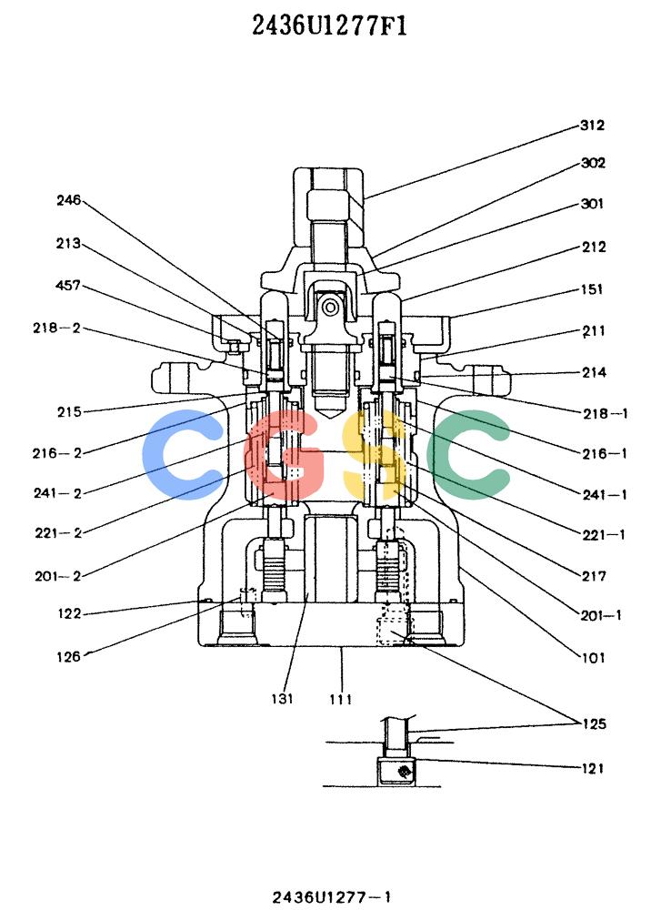神钢零件查询(K912LC) - MARK II EXCAVATOR ASN YC-0301 (1/88-12/03) (11-013) - VALVE ASSY, PILOT (2436U1277F1) Kobelco