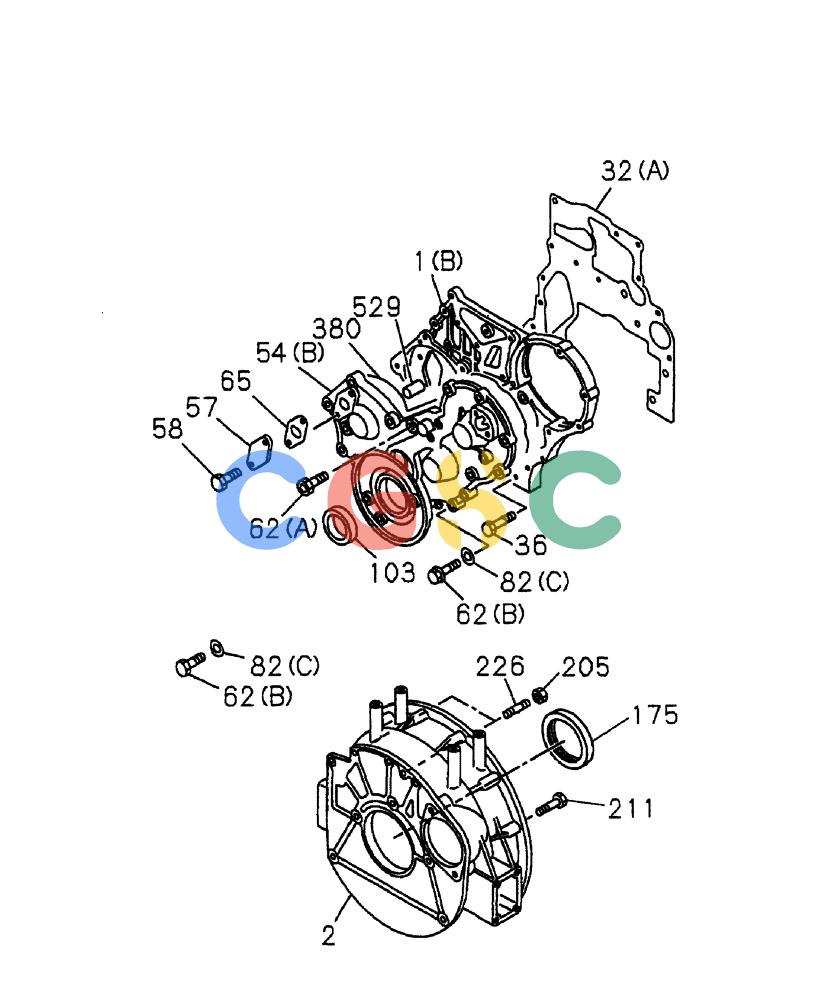 纽荷兰零件查询(EH80) - MIDI CRAWLER EXCAVATOR ASN LF04-02000 (N4TA18001 thru N4TA18010, ASN N5TA18011 -) (NA) (1/ (226) - FRONT GEAR COVER AND FLYWHEEL HOUSING New Holland Constructuion