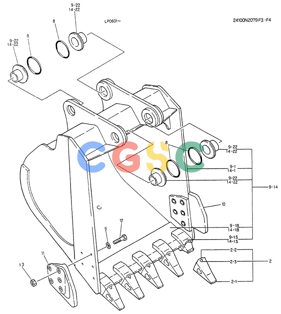 神钢零件查询(K905LC) - EXCAVATOR BTW YP0115 - YP0301 (1/85-12/03) (07-008) - BUCKET ASSY, 0.4M3 Kobelco
