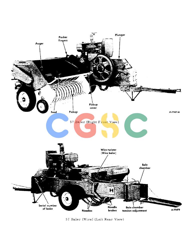 凯斯零件查询(57) - INTERNATIONAL HARVESTER RECTANGULAR BALER (1/57-12/72) (A-01) - 57 BALER, TWINE AND WIRE, SERIAL NUMBER 501G AND UP Case Agriculture