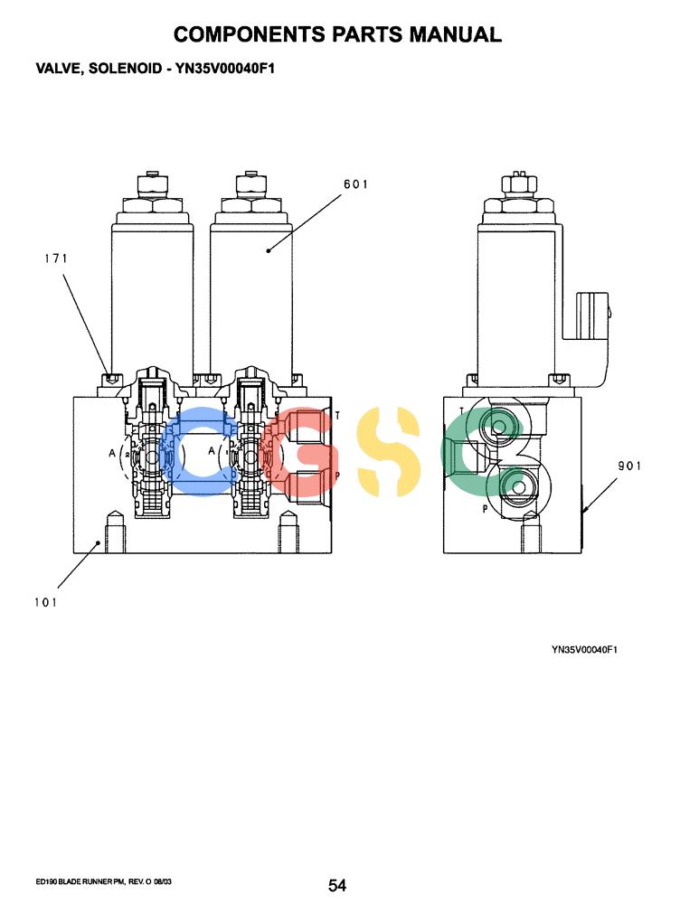 神钢零件查询(ED190LC-6E) - BLADE RUNNER EXCAVATOR/DOZER BTW YL03U0136 - YL03U0292 (1/05-12/06) (07-029) - VALVE, SOLENOID (YN35V00040F1) Kobelco