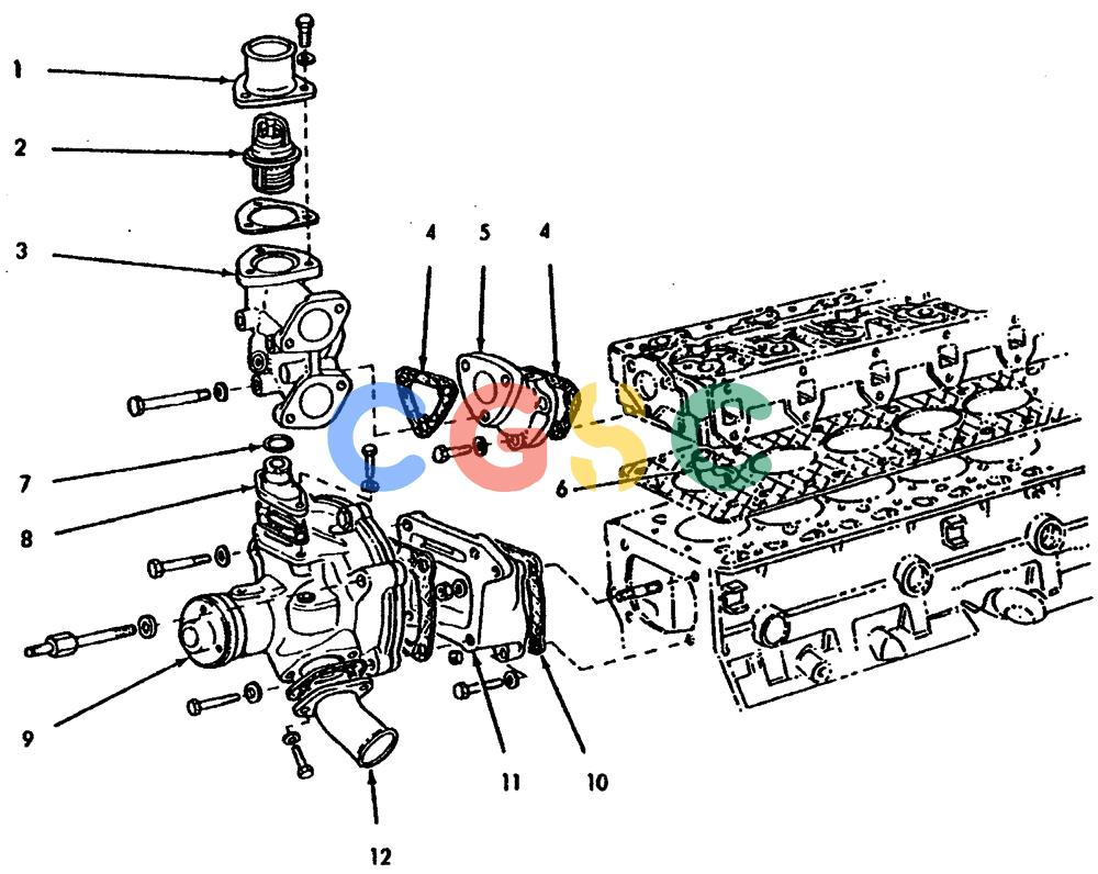 纽荷兰零件查询(65B) - MOTORGRADERS (A4.02[001]) - WATERPUMP MOUNTING (8065.04 ENGINE) New Holland Constructuion