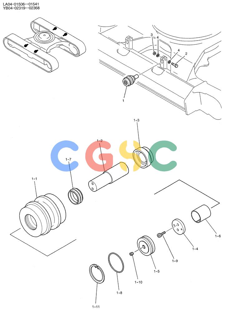 纽荷兰零件查询(E200SRLC) - CRAWLER EXCAVATOR BTW LA04-01506 - LA04-01625 (02-012) - ROLLER ASSY, UPP New Holland Constructuion