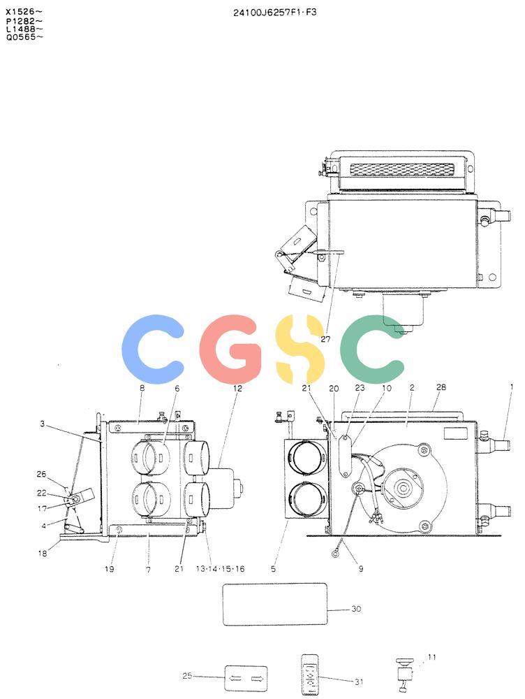神钢零件查询(K907LC) - MARK II EXCAVATOR ASN YQ0565 (NA) (1/87-12/03) (05-012) - HEATER ASSY Kobelco