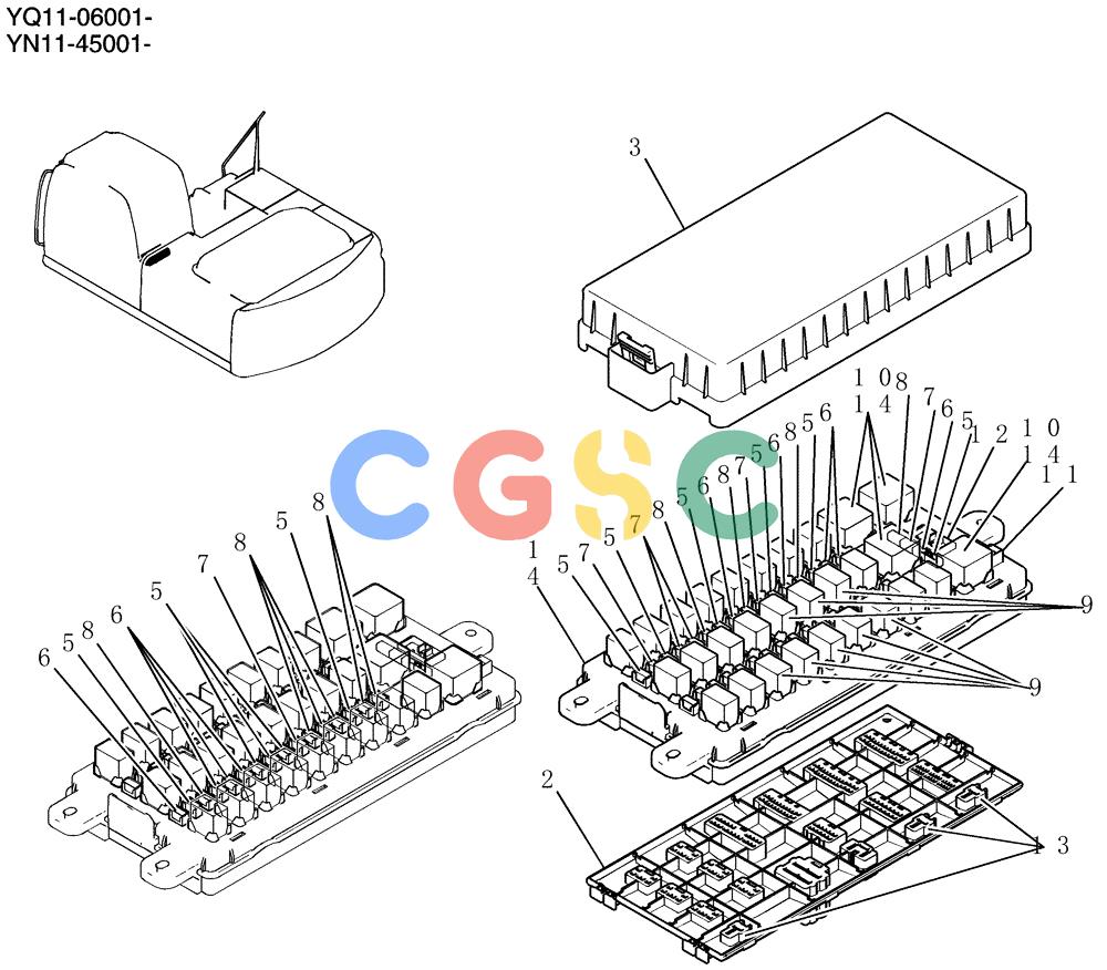 神钢零件查询(200-8) - EXCAVATOR S/N YN11-45001 - (1/06-12/09) (272-01-1) - RELAY BOX ASSY Kobelco