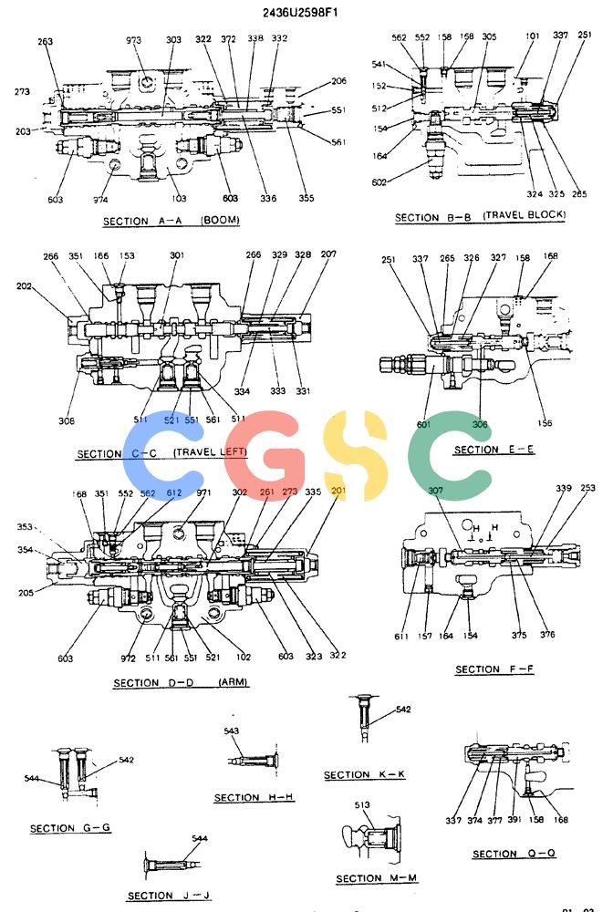 神钢零件查询(MD240C) - EXCAVATOR BTW LLU0301 - LLU0600 (1/80-12/06) (2436U2598[02]) - VALVE ASSY, CONTROL Kobelco
