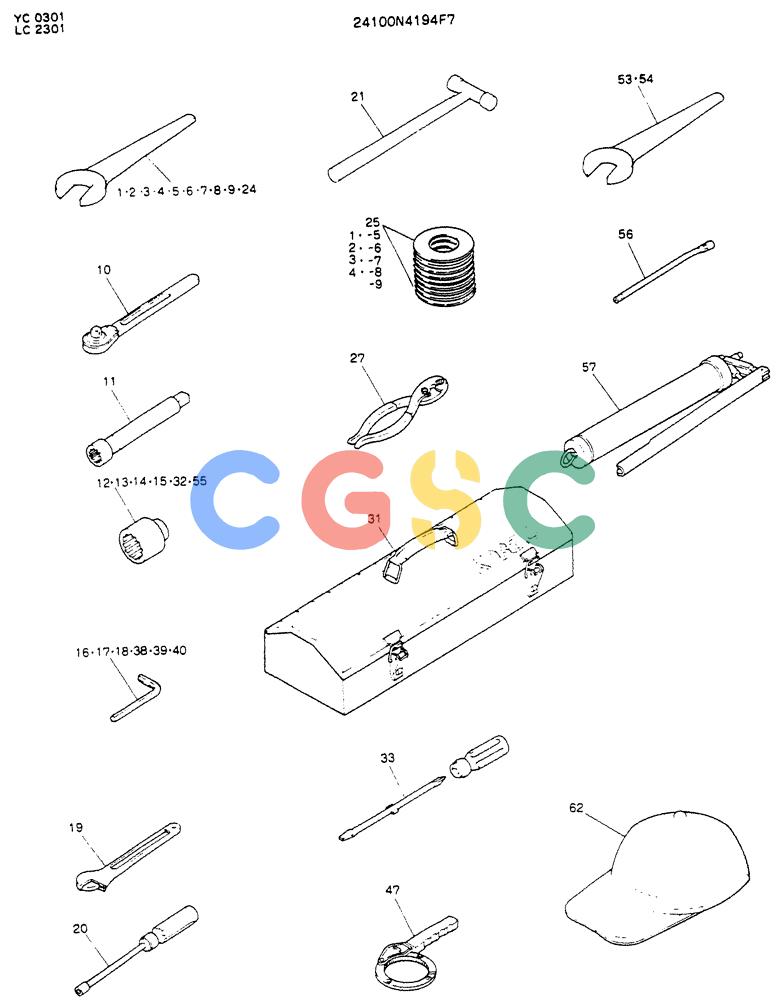 神钢零件查询(K912LC) - MARK II EXCAVATOR ASN YC-0301 (1/88-12/03) (10-008) - TOOL ASSY (FOR EXPORT) Kobelco