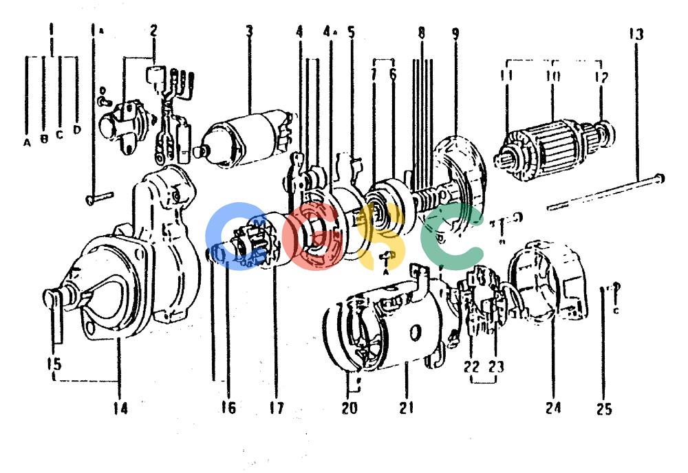 神钢零件查询(6D31-T) - MITSUBISHI DIESEL ENGINE - MD200BLC EXCAVATORS (1/06-12/06) (04-003) - STARTER (INNER PARTS) Kobelco