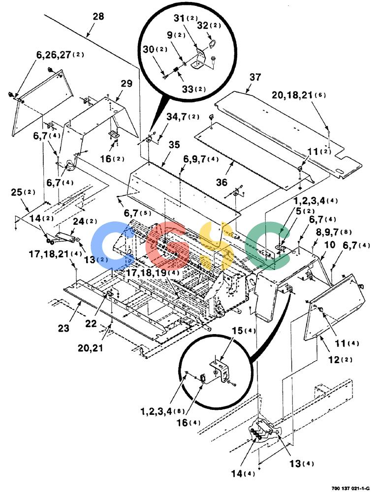 凯斯零件查询(8585) - CASE IH LARGE (3 X 4) RECTANGLER BALER (1/98-12/00) (7-10) - KNOTTER SHIELDS ASSEMBLY Case Agriculture