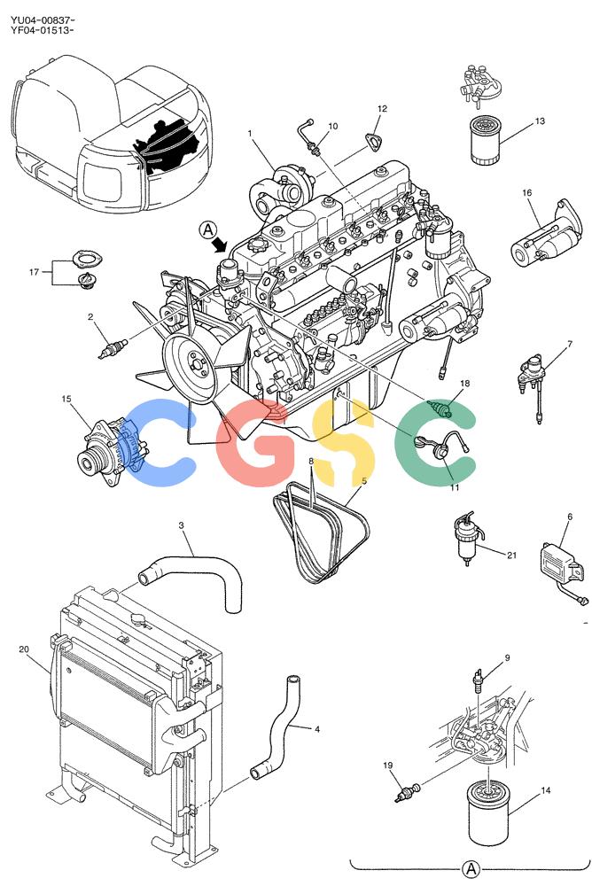 纽荷兰零件查询(E235SRLC) - CRAWLER EXCAVATOR BTW YU04-00837 - YU04-01417 (01-003) - ENGINE ASSY New Holland Constructuion