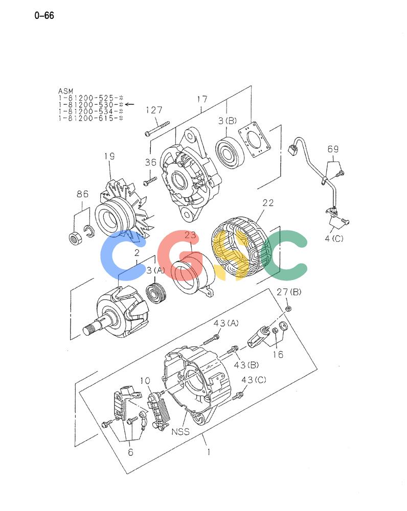 神钢零件查询(ED150-1E) - BLADE RUNNER EXCAVATOR/DOZER ASN YL05-00555 (11/03-12/04) (10-026) - GENERATOR Kobelco