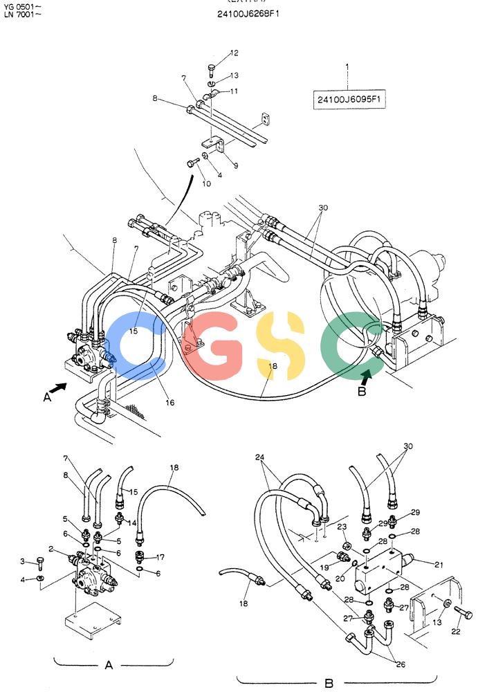 神钢零件查询(K907DLC) - EXCAVATOR ASN YG0501 (1/86-12/03) (08-012) - HYDR LINES, UPP (EXTRA) Kobelco