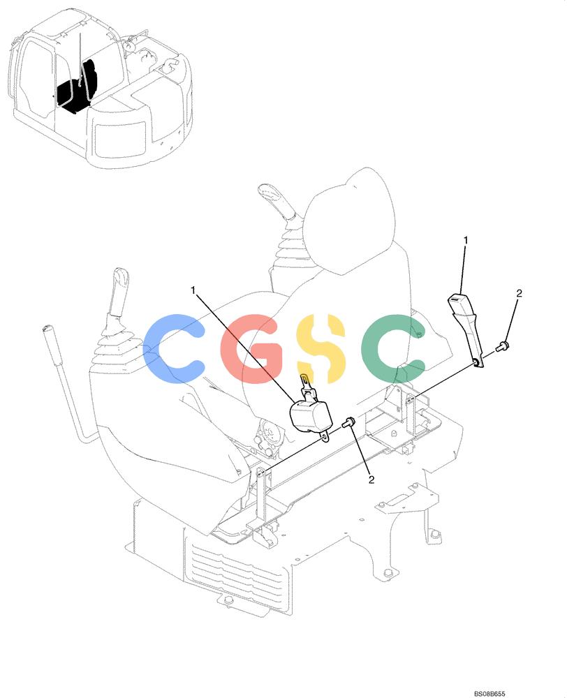 纽荷兰零件查询(E70BSR) - COMPACT CRAWLER EXCAVATOR BTW YT05-15001 - 18000 (NA) (4/08-) (02-44-00[00]) - SEAT BELT ASSEMBLY (YN25M00053F1) New Holland Constructuion
