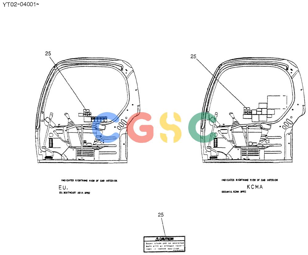 神钢零件查询(DOZER) - ATTACHMENT - SK70SR-1E EXCAVATORS ASN YT02-04001 (1/04-12/04) (03-001) - NAME PLATE INSTAL (CAB) Kobelco
