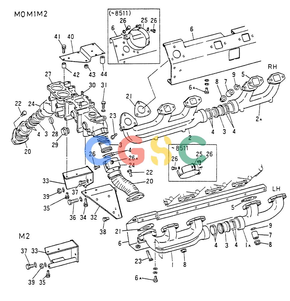 神钢零件查询(8DC9-T) - MITSUBISHI DIESEL ENGINE - K914 & K975 (1/79-12/06) (01-020[1]) - EXHAUST MANIFOLD Kobelco