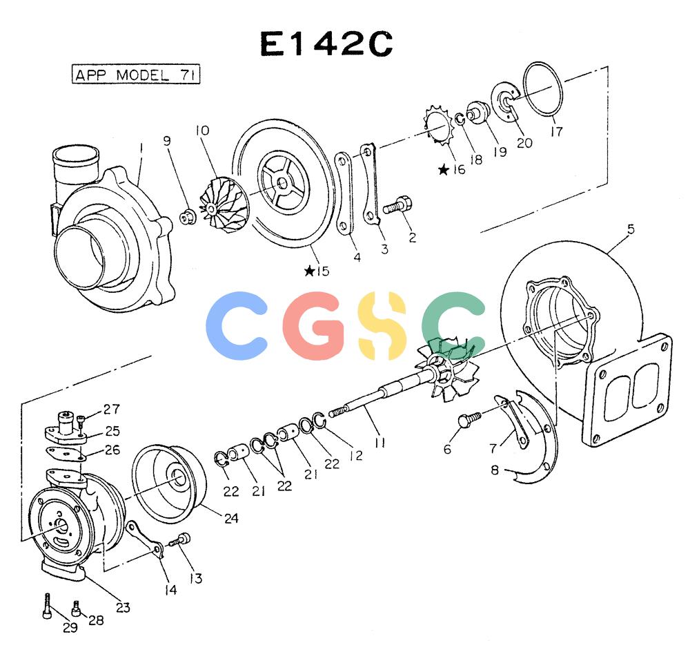 神钢零件查询(NE6(T)04) - NISSAN DIESEL ENGINE (1/86-12/98) (04-006) - TURBO CHARGER (INNER PARTS) Kobelco