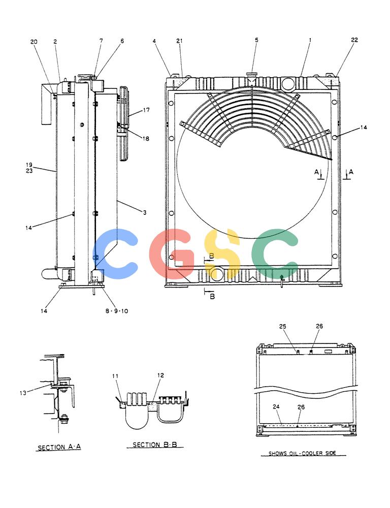 神钢零件查询(K912LC) - MARK II EXCAVATOR ASN YC-0301 (1/88-12/03) (05-008) - RADIATOR ASSY Kobelco