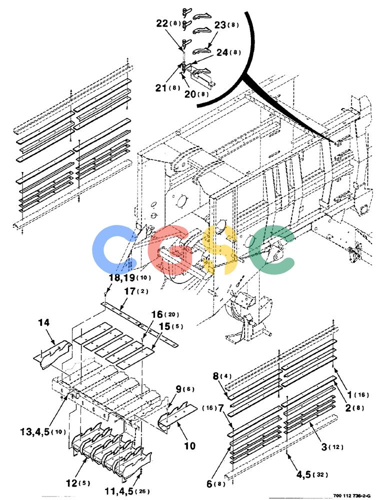 凯斯零件查询(8590) - CASE IH LARGE (4 X 4) RECTANGULAR BALER (NORTH AMERICA) (1/98-12/00) (07-02) - PLUNGER RAILS, KNIVES AND HAY DOGS ASSEMBLY Case Agriculture