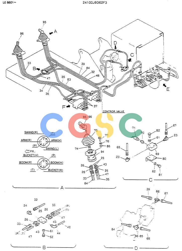 神钢零件查询(K903) - MARK II EXCAVATOR BTW LE6601 - LE7871 (1/88-12/03) (03-004[01]) - REMOTE-CONTROL ASSY (FOR EXPORT) Kobelco
