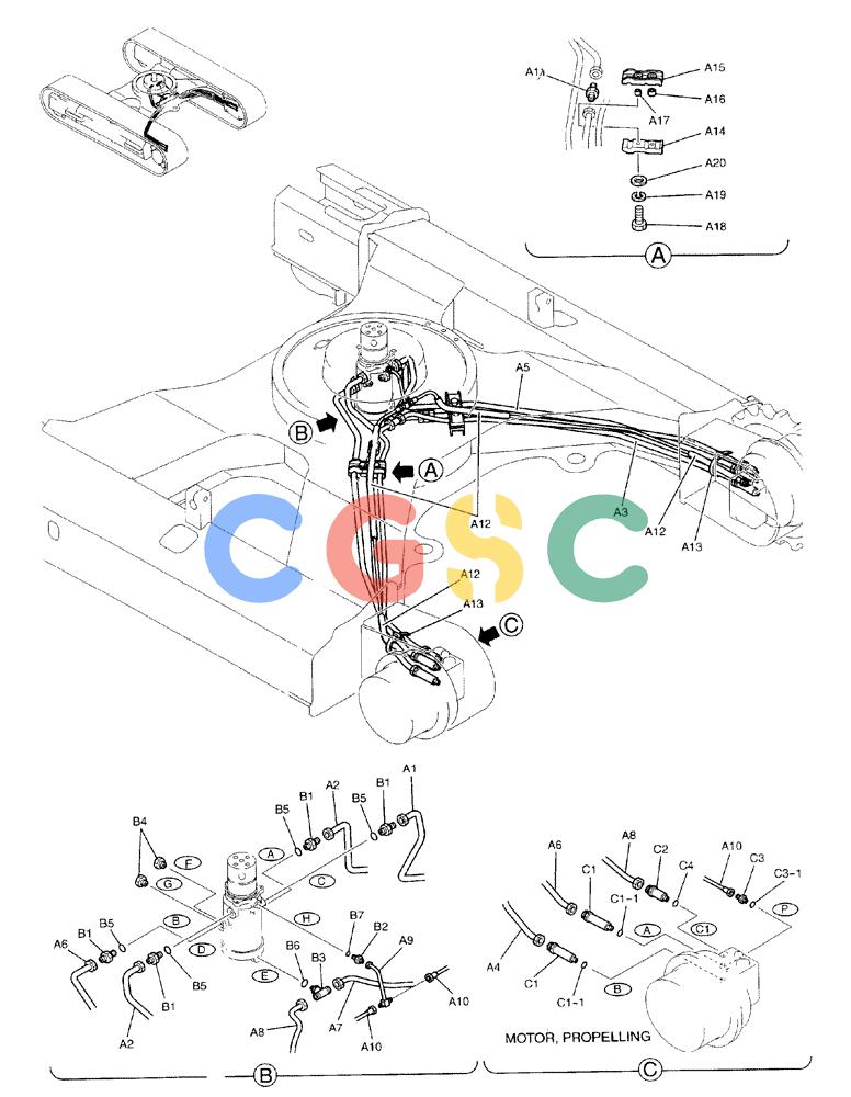 纽荷兰零件查询(EH70) - MIDI CRAWLER EXCAVATOR (N.A.) (1/05-) (092) - HYDRAULIC LINES, LOWER New Holland Constructuion