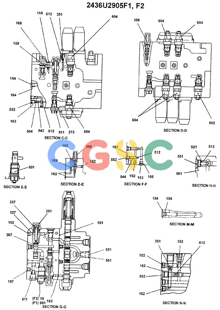 神钢零件查询(ED180) - BLADE RUNNER EXCAVATOR/DOZER ASN YLU0001 (1/99-12/01) (12-001[02]) - VALVE ASSY, CONTROL (2436U2905F1 & 2436U2905F2) Kobelco