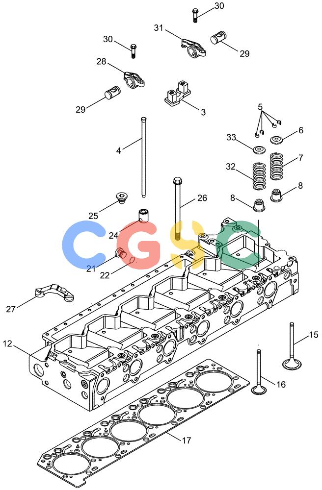 凯斯零件查询(FLX3020) - FLOATER (6/06-1/12) (02-09) - CYLINDER HEAD - VALVE MECHANISM Case Agriculture