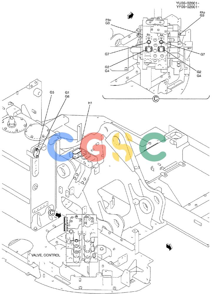 纽荷兰零件查询(E235BSRNLC) - CRAWLER EXCAVATOR ASN YU05-02001 (01-020[02]) - HYD LINES, UPP (MAIN) New Holland Constructuion
