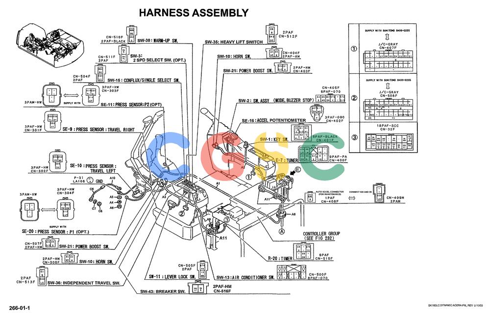 神钢零件查询(SK160LC) - DYNAMIC ACERA EXCAVATOR 11/2000 ASN YM02U0101 (11/00-12/02) (01-063[01]) - HARNESS ASSY Kobelco