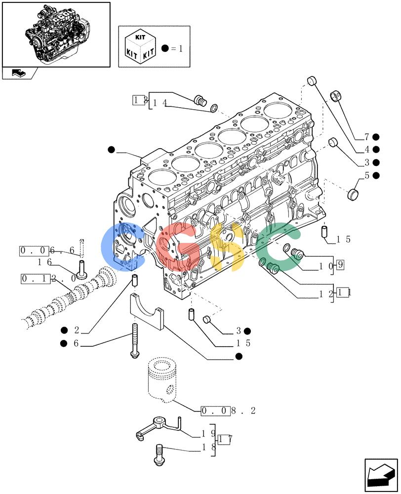 神钢零件查询(F4GE9684B J600) - ENGINE 504116859 - 87050849 (1/07-) (0.04.0[01]) - CRANKCASE (2852304) Kobelco