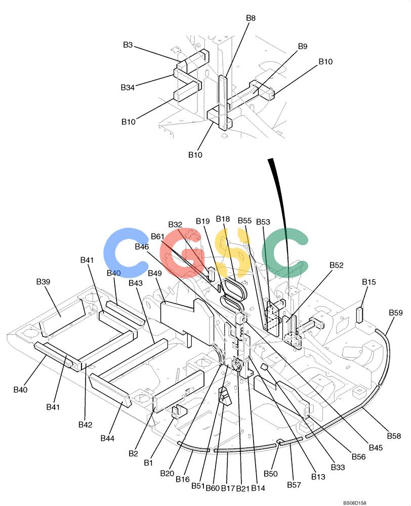 神钢零件查询(ED150) - BLADE RUNNER ACERA SR EXCAVATOR DOZER (TIER 3 ) ASN YL06-01201 (5/08-12/12) (02-01[02]) - UPPER FRAME ASSEMBLY, FIGURE 2 OF 2 Kobelco