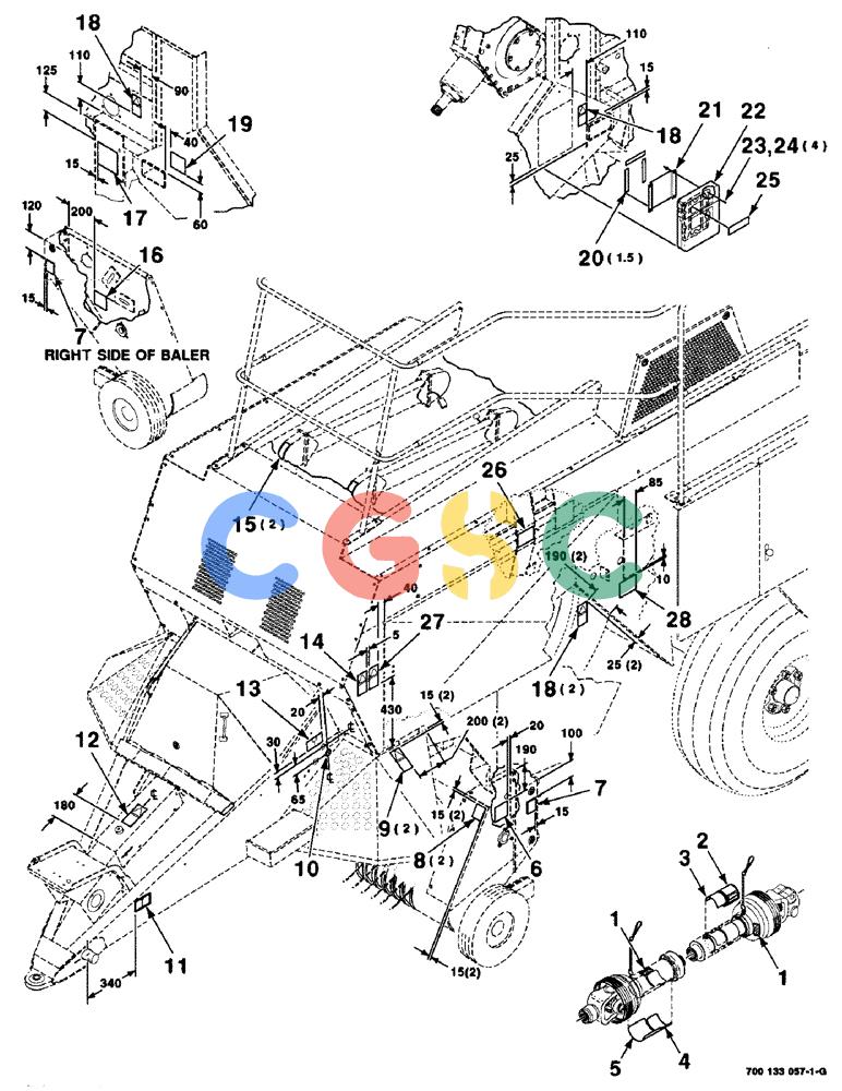 凯斯零件查询(8575) - CASE IH MID-SIZE RECTANGULAR BALER (EUROPE) (1/95-12/00) (9-04) - DECALS AND LOCATION DIAGRAM, OPERATIONAL Case Agriculture