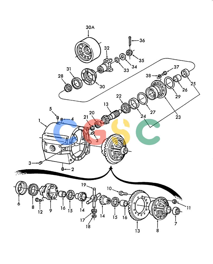 纽荷兰零件查询(D60) - DRIVE AXLE (1/80-12/90) (005) - AXLE CENTER HOUSING ASSEMBLY, W/STANDARD DIFFERENTIAL New Holland Constructuion