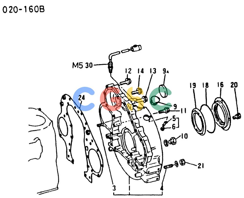 神钢零件查询(6D16-T) - MITSUBISHI DIESEL ENGINE - K909 II & K909LC II EXCAVATORS (1/87-12/06) (00-006) - FLYWHEEL HOUSING Kobelco