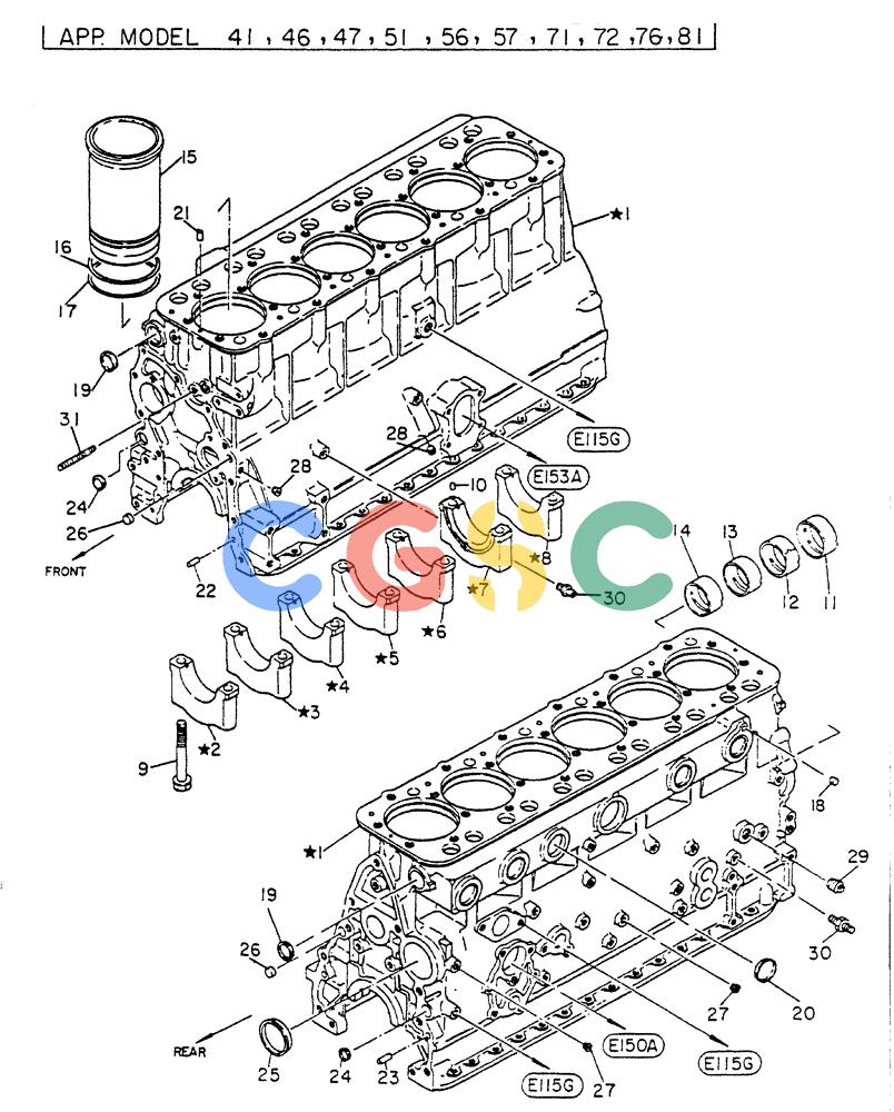 神钢零件查询(FD6T04) - NISSAN DIESEL ENGINE - LK500 (1/06-12/06) (01-002) - CYLINDER BLOCK Kobelco