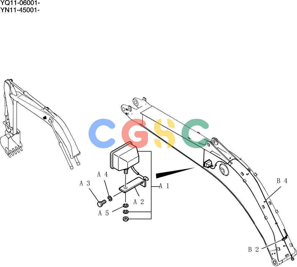 神钢零件查询(200-8) - EXCAVATOR S/N YN11-45001 - (1/06-12/09) (570-01-1) - LIGHT INSTAL (BOOM) Kobelco
