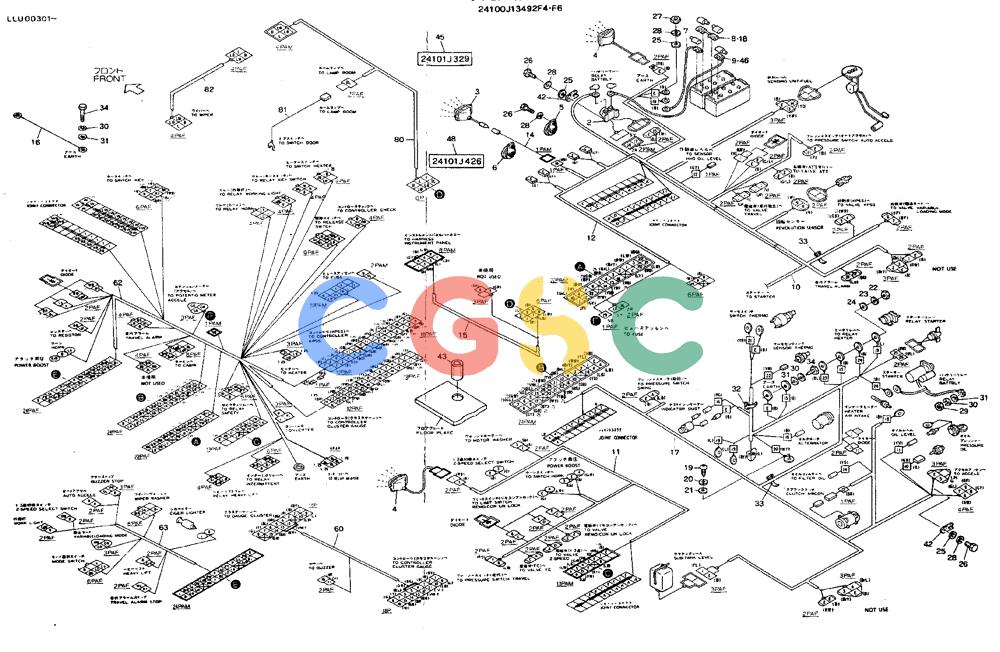神钢零件查询(MD240C) - EXCAVATOR BTW LLU0301 - LLU0600 (1/80-12/06) (06-001) - WIRING ASSY, ELEC - 24100J13492F4, F6 Kobelco