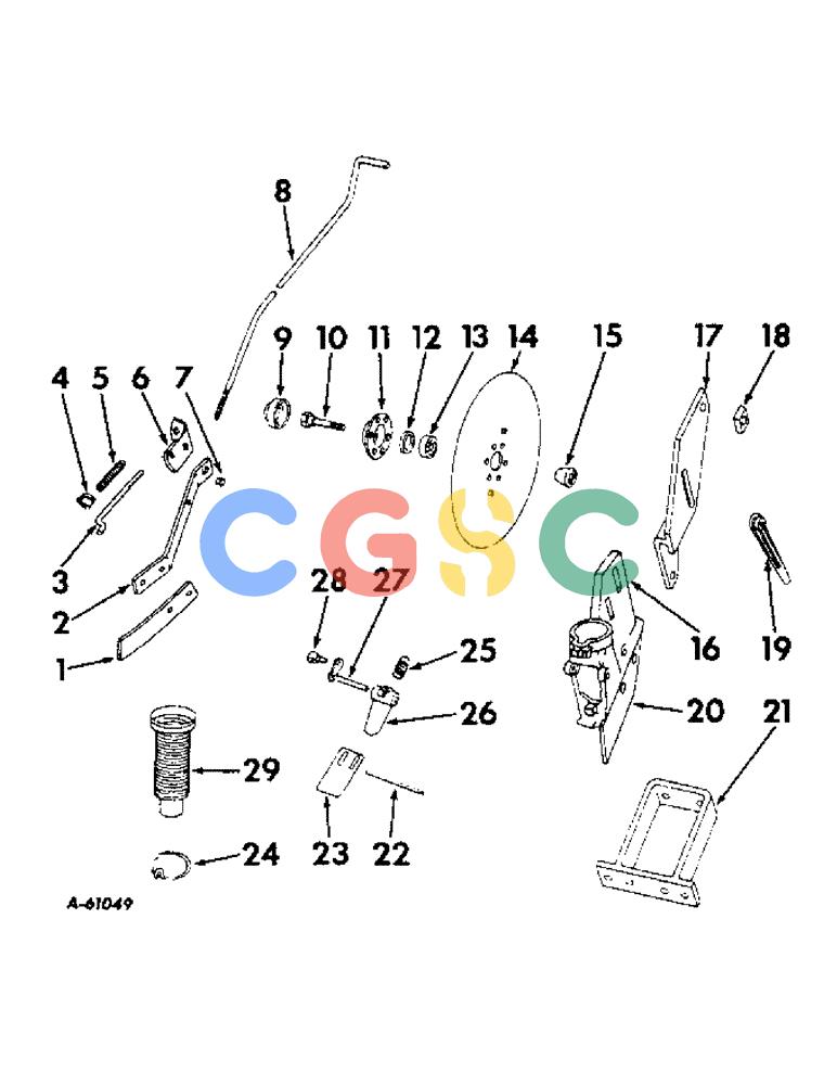 凯斯零件查询(DRY) - FERTILIZER UNIT (4-ROW) - 1966 (1/66-12/88) (A-128) - DRY FERTILIZERS, SINGLE DISK FERTILIZER OPENER WITH COVERING BLADE Case Agriculture