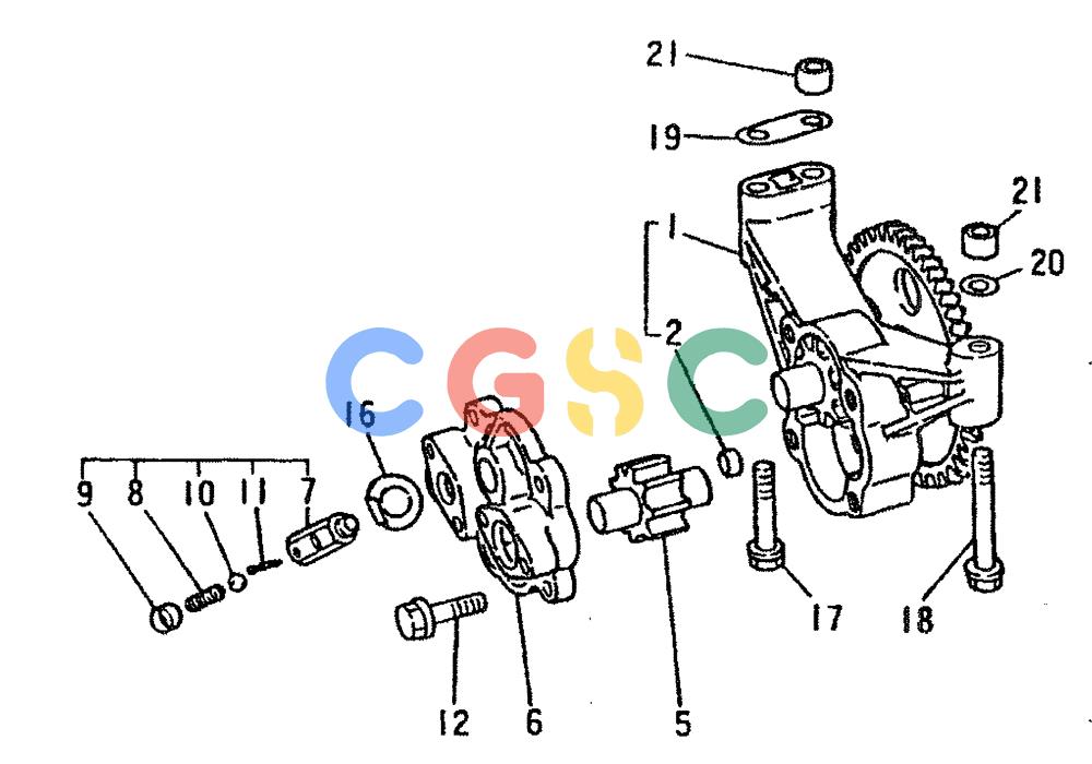 神钢零件查询(6D16-T) - MITSUBISHI DIESEL ENGINE - K909LC & MD240BLC (1/87-12/06) (02-009) - OIL PUMP & GEAR TRAIN Kobelco