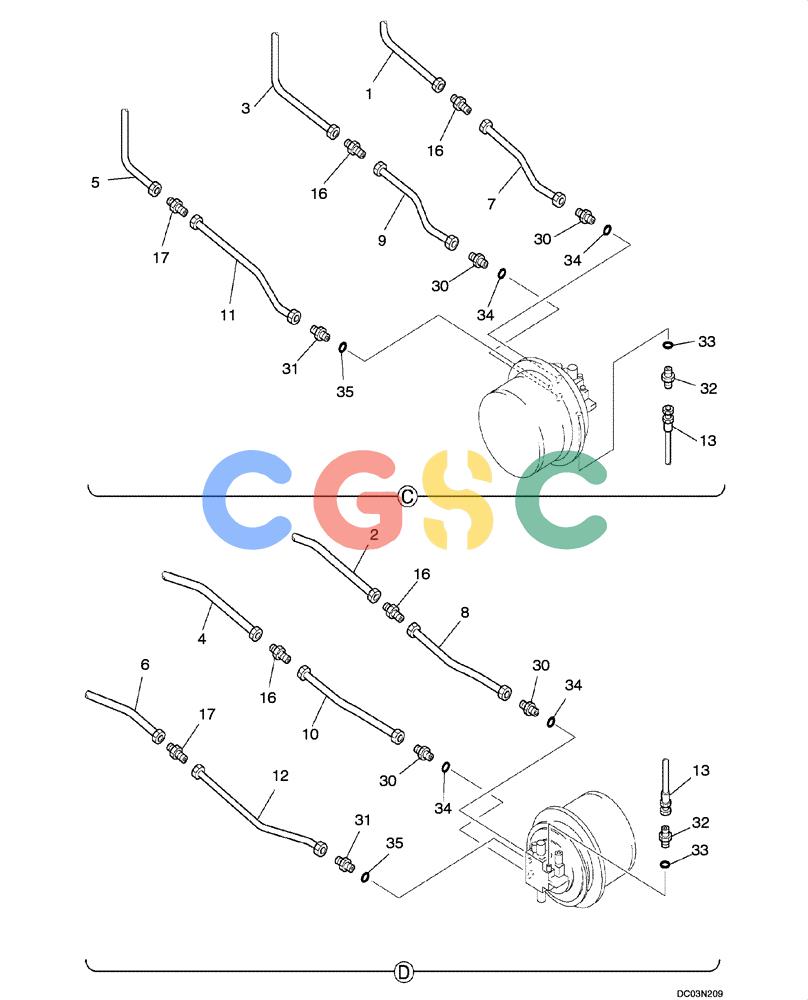 纽荷兰零件查询(E215) - CRAWLER EXCAVATOR (NA) - ASN N6DA21215 (1/06-) (08 -45[00]) - HYDRAULIC LINES - LOWER, HIGH AND WIDE New Holland Constructuion